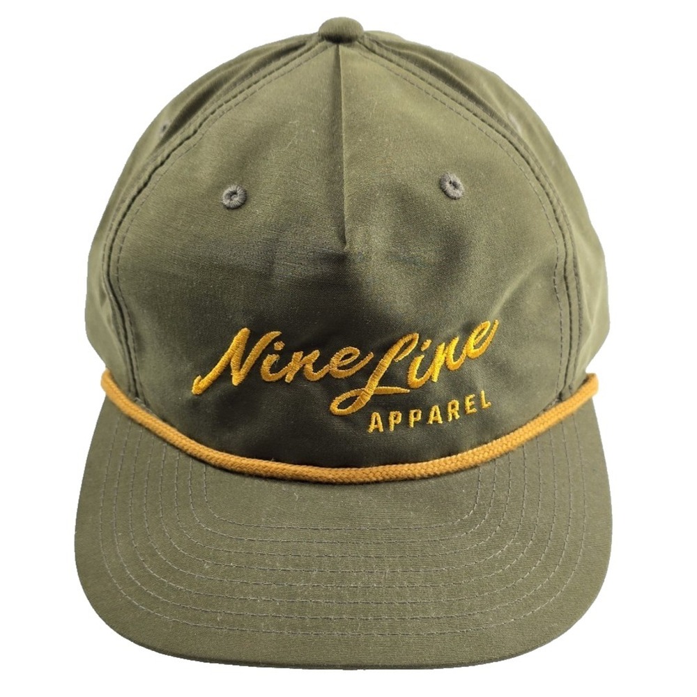 Nine Line Apparel Green/Orange Strap Back Truckers Cap Hat Military EUC